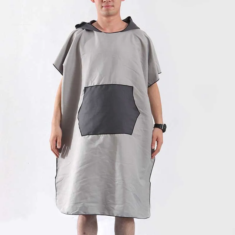light grey Модное мужское и женское переносное банное полотенце для пляжа, сменные халаты, пляжное полотенце с карманом, быстросохнущее пляжное полотенце - Цвет: light grey