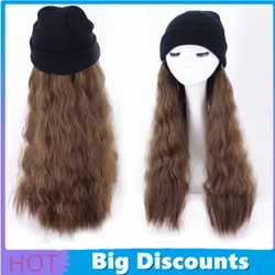 Fashion Long Curly Hats Wig 2 In 1 Synthetic Wave Knitted Girl Women Keeping Warm Party Decoration Beauty Caps Hats For Women