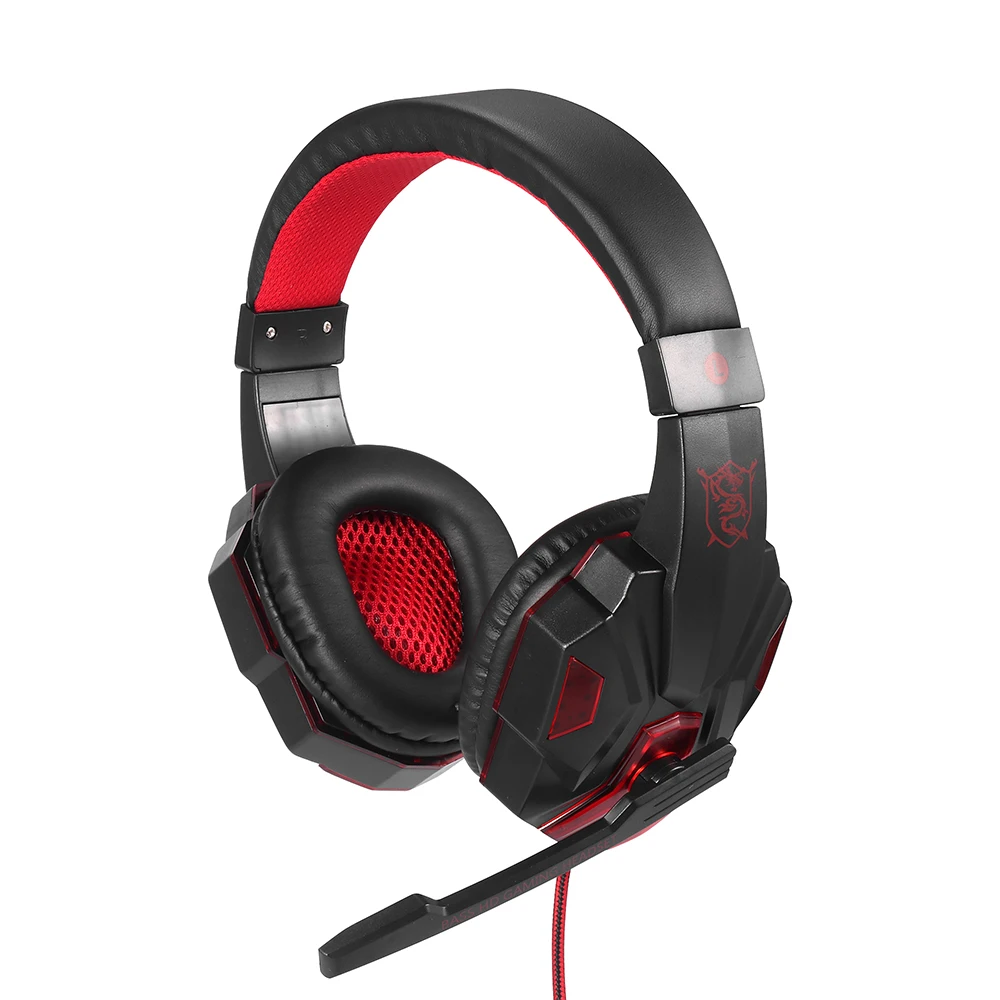 LED Wired Headphones With Microphone Over Ear Headsets Bass Sound Music Stereo Earphone Illuminated Wired Headphones
