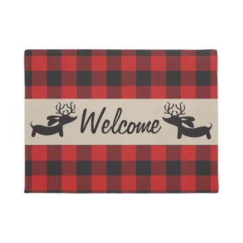 

Personality Reindeer Dachshund Welcome Doormat Inside Soft Indoor Non Slip Floor Rug for Kitchen Bathroom Rug Washable Absorben