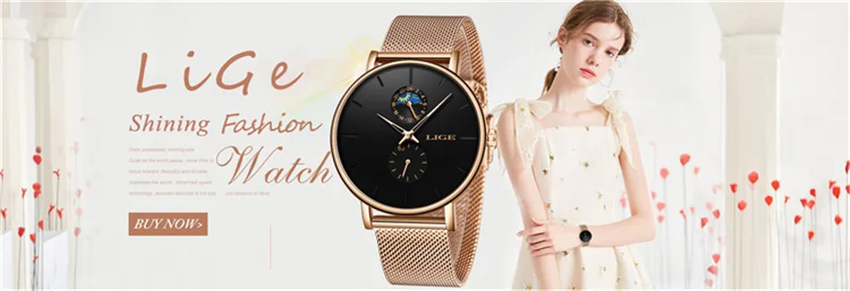 LIGE Womens Watches Top Brand Luxury Waterproof Watch Fashion Ladies Stainless Steel Ultra-Thin Casual Wrist Watch Quartz Clock