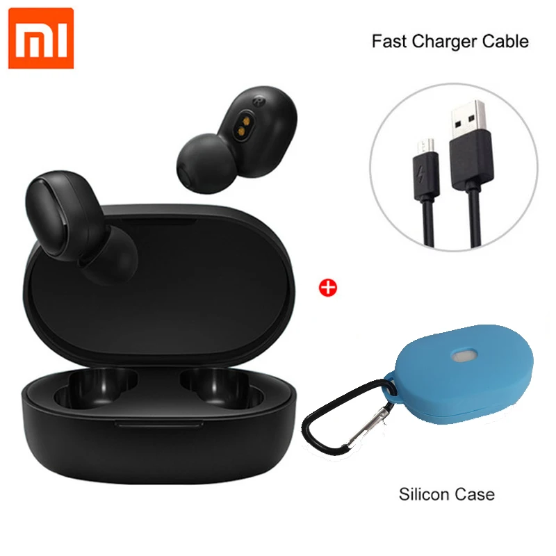 Global sky blue case Xiaomi Redmi AirDots TWS Bluetooth 5,0 наушники беспроводные наушники-вкладыши гарнитура с микрофоном и зарядной док-станцией Redmi - Цвет: Global sky blue case