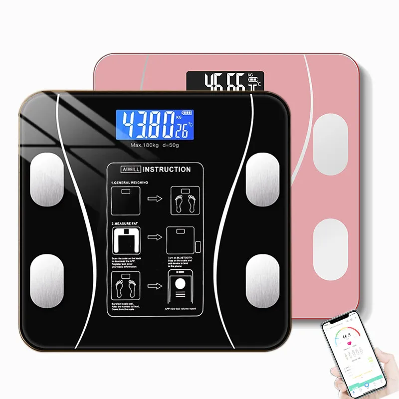 Smart Body Scale Smart Wireless Digital Body Fat Scale Bathroom Weight Scale Body Composition Analyzer Smartphone App Bluetooth