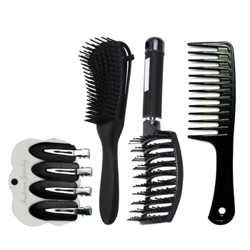 

7 Pieces Detangling Brush Set Eight-Claw Comb Scalp Massage Brush Big Curved Oil Head Shape Pointed Tail Wide Tooth Comb Set
