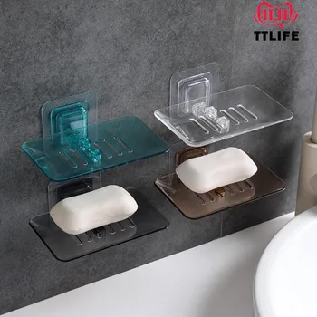 

TTLIFE Soap Dishes Drain Sponge Holder Bathroom Organizer Wall Mounted Storage Rack Soap Box Kitchen Hanging Shelf Organization
