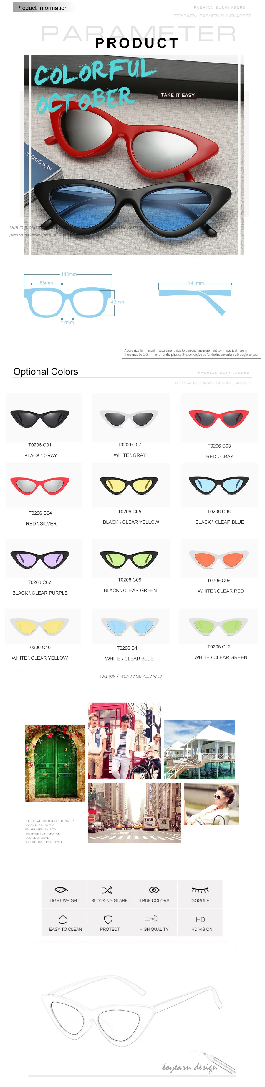 Vintage Cat eye Sunglasses Women Sexy Retro Small Cat Eye Sun Glasses Brand Designer Colorful Eyewear For Female Oculos De Sol
