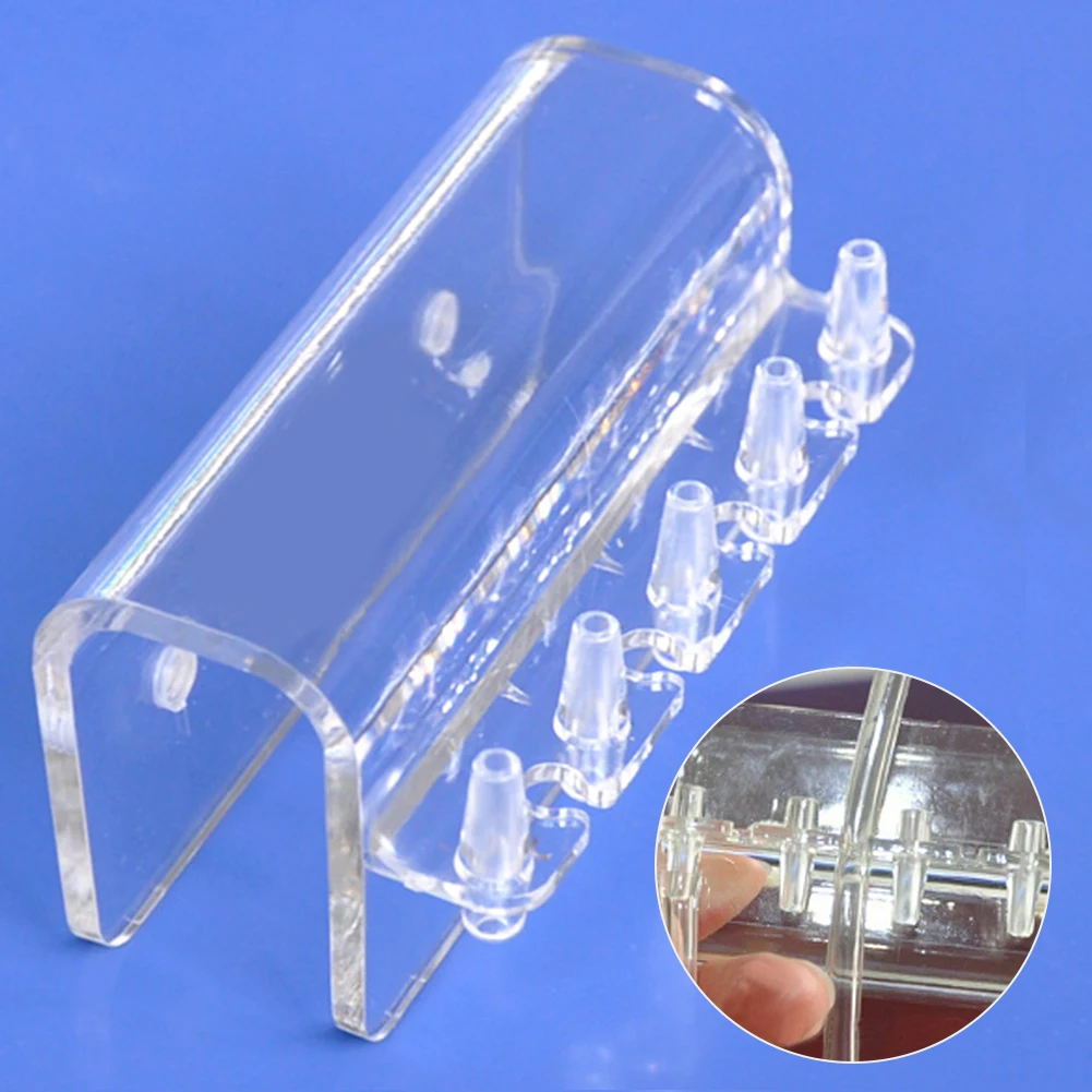 5 Tube Tank Aquarium Pipe Hanger Transparent Soft Hose Dosing Pump Fish Clamp Bracket Fixture Holder Rack PC Manifold Mount