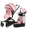 Fast & Free Shipping Aulon PU Leather Baby Stroller 3 in 1 2in1 Carriage New Pram on 2022 suit for New Born to age 3 ► Photo 2/6