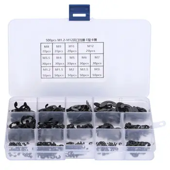 

480Pcs M1.2-M12 E Type Clip Black Ring Circlips Washers Fastener Hardware Accessories Assortment Kit