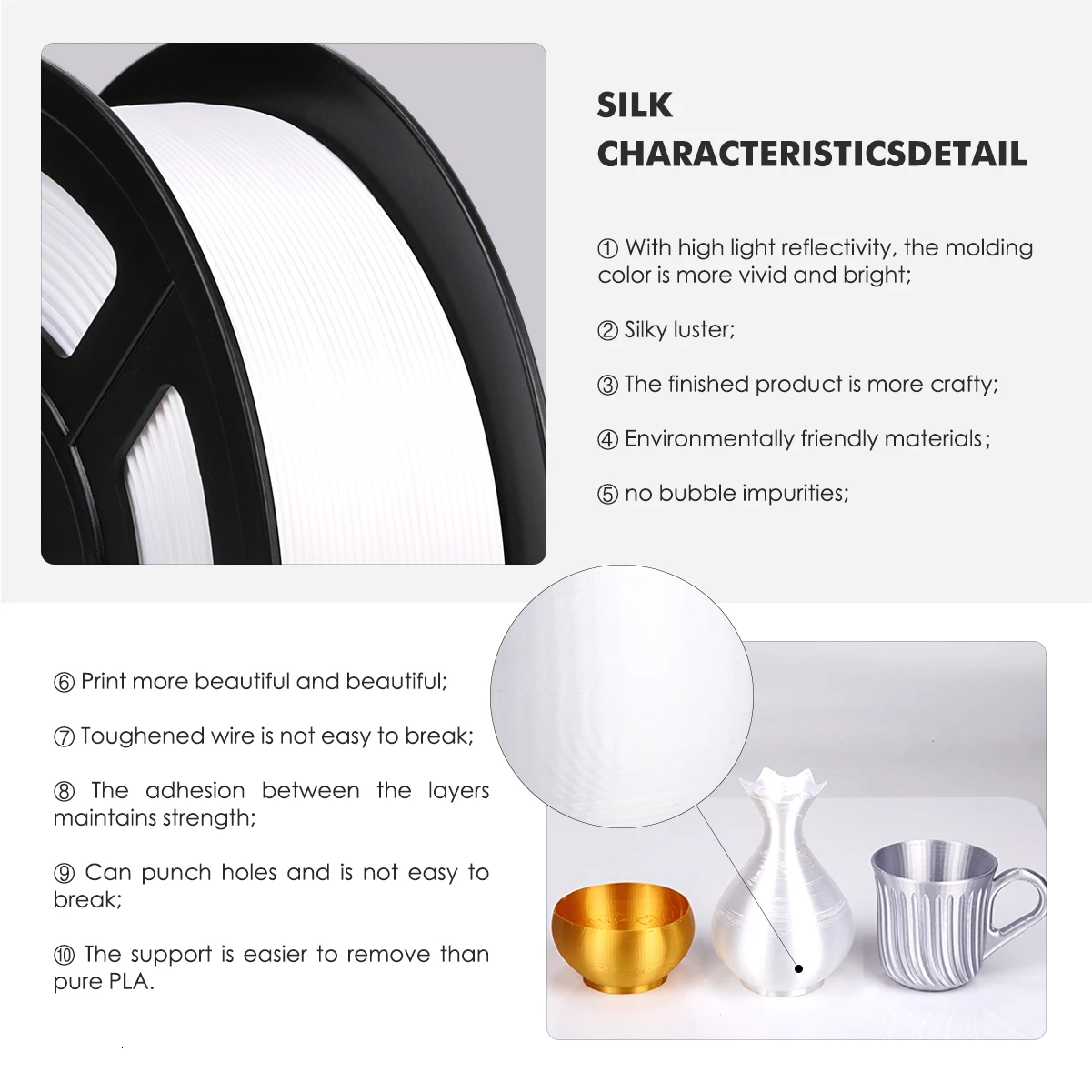 DIY 아트워크 인쇄용 PLA 필라멘트, 반짝이는 금속 같은 블랙 레드 컬러, 실크 3D 프린터 필라멘트, 1.75mm, 1kg, 2 롤, 신제품