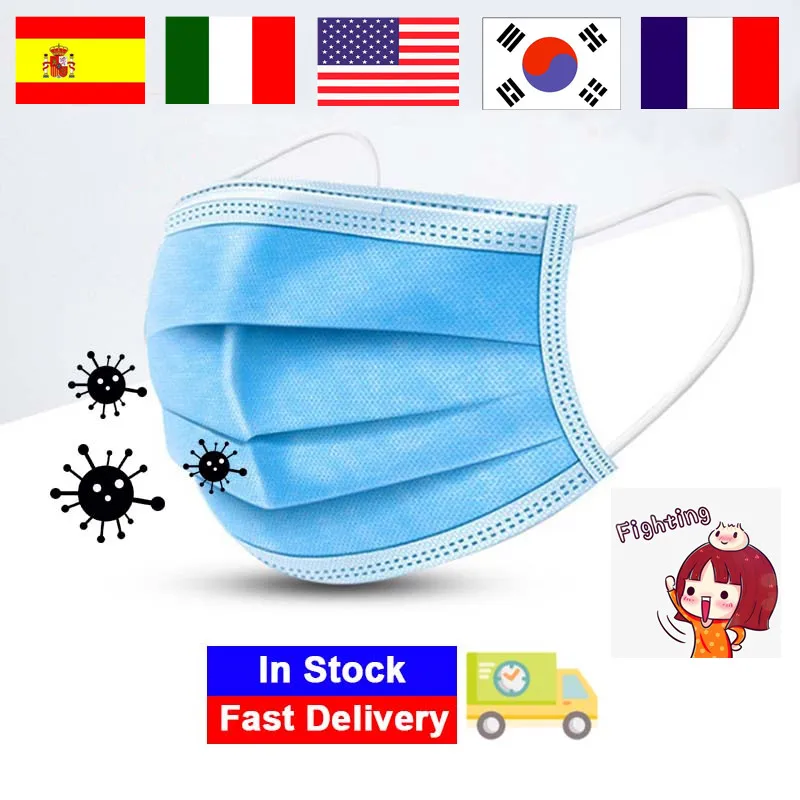

10/50PCS Disposable Protective Mask 3 Layers Dustproof Facial Protective Cover Masks Maldehyde Prevent bacteria anti-virus Masks