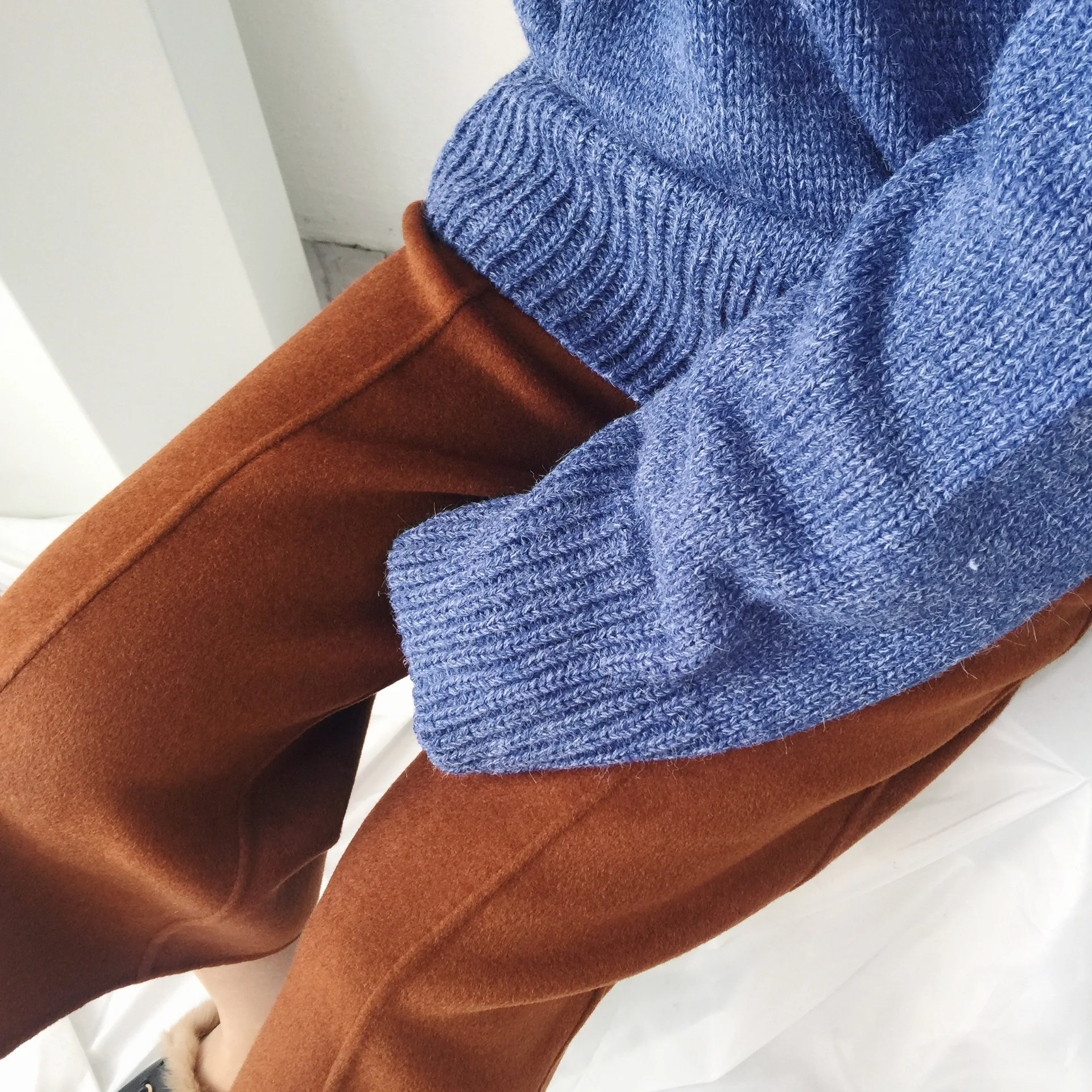 High Quality Elegant Lady Double-sided Cashmere Wool Coat Loose Casual Windproof Feminine Coat Long Sleeve Winter Long Cardigans