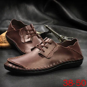 

2020 Big Size Men Casual Leather Shoes Fashion Breathable Brand Male Shoes Large Size 49 50 Men Flats Shoes Brand Designer Shoes