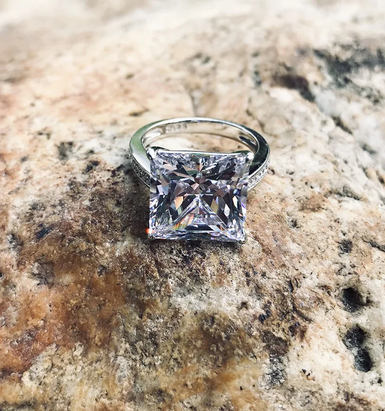 Высокая мода большое коктейльное кольцо Топ АААА+ сверкающий Циркон изысканные 925 пробы Серебряное кольцо для женщин ценное ювелирное изделие
