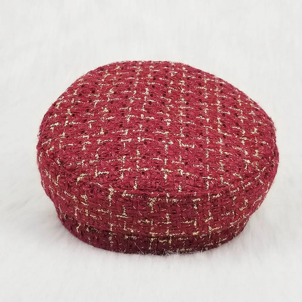 Fashion Lace cotton hat cap women casual streetwear rope flat cap elegant solid autumn winter warm Metal chainberet hat female