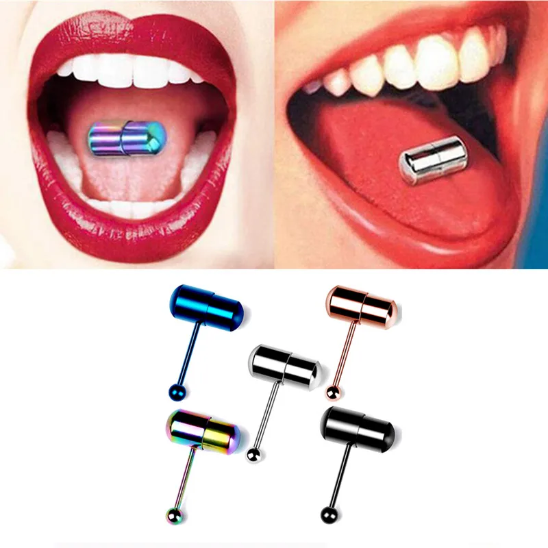 1Piece Surgical Steel Vibrating Tongue Ring 16G Tongue Piercing Ring Vibrating Piercing Bar Body Jewelry Lengua Fashion