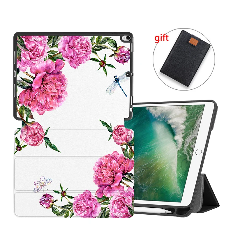 МТТ цветочный Чехол для iPad Pro 10,5 воздуха 3rd Gen 10,5 дюймов Мягкий ТПУ чехол-накладка из искусственной кожи с откидной крышкой с функцией подставки умной держатель для карандашей - Цвет: IPBC01