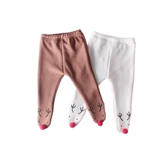 Леггинсы для маленьких девочек; сезон осень-зима; коллекция года; плотные теплые брюки с помпонами; детские бархатные брюки для девочек; милые детские брюки с героями мультфильмов