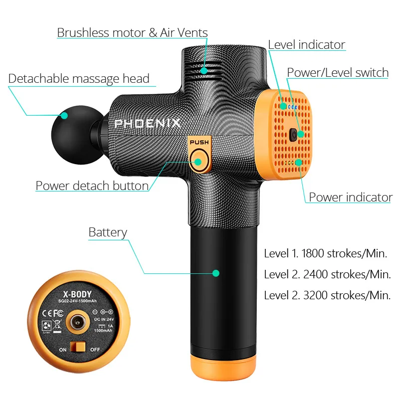 

A2 Muscle Massage Gun Deep Tissue Massager Therapy Gun Exercising Muscle Pain Relief Body Shaping 4.8