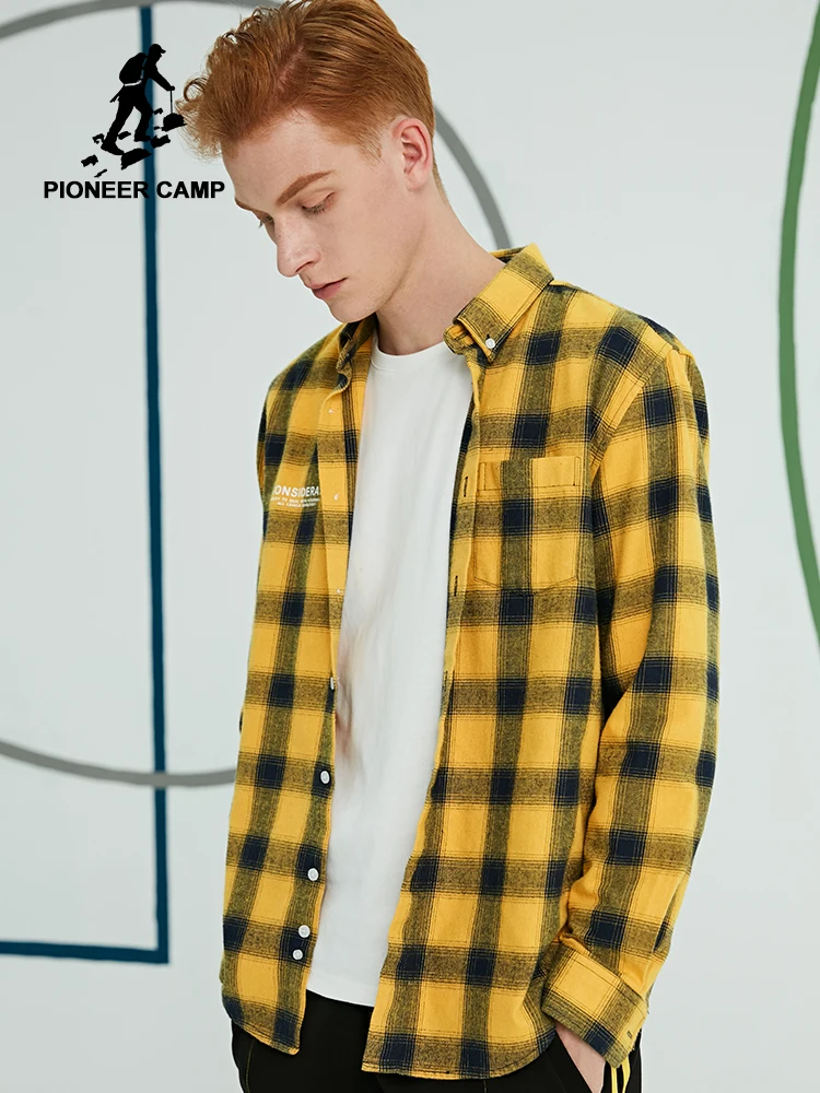 

Pioneer Camp Casual Men Plaid Shirt Spring Autumn Men Dress Shirts Fashion Long Sleeve Slim Fit Homme Cotton Shirt ACC907320T