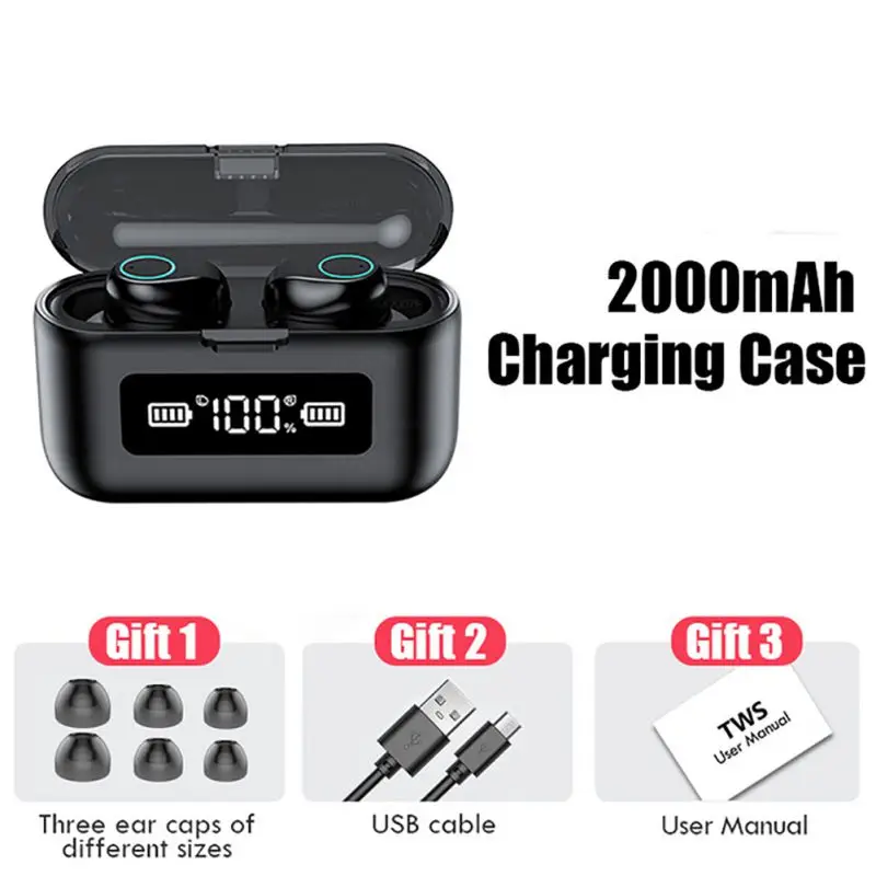 Wireless Bluetooth Earphone With Microphone Waterproof TWS 20 20000Hz Wireless Headphones Headsets Type c Connection