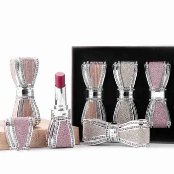

4pcs/set Bow Lipstick Luxury Diamond Colorful Star Waterproof Not Easy To Fade Matte Velvet Lipstick