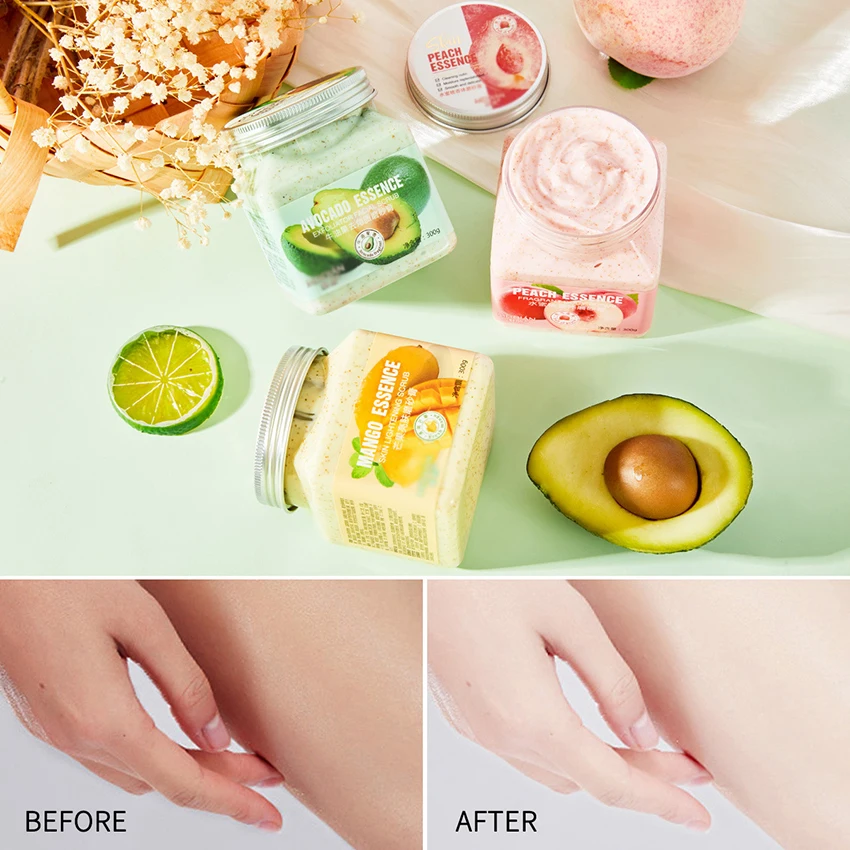 Smoothie Scrub, Avocado/ Peach Fruit Body Deep Cleansing Salt Scrub Natural Exfoliating Scrub for Smooth, Rejuvenated Skin