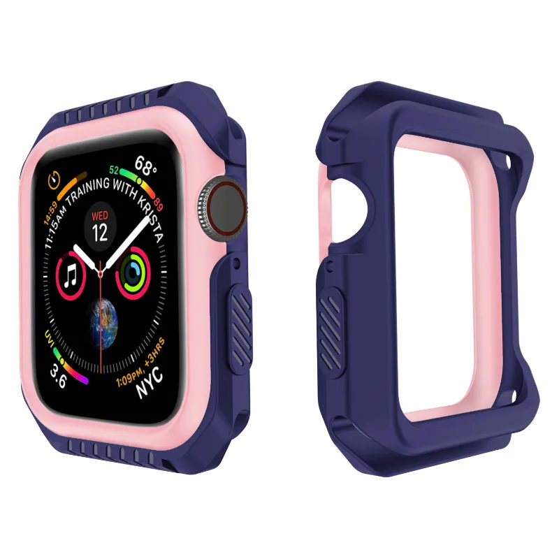 Силиконовый+ PC жесткий защитный чехол для Apple Watch 4 5 40 мм 44 мм рамка полный защитный бампер чехол для iWatch 3 2 1 38 мм 42 мм