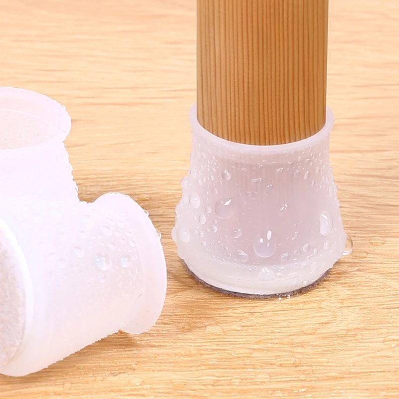 16PCS Silicone Chair Leg Cover Felt Bottom Round Square Furniture Feet Caps Floor Protector Pads for Chair Leg Black Brown White