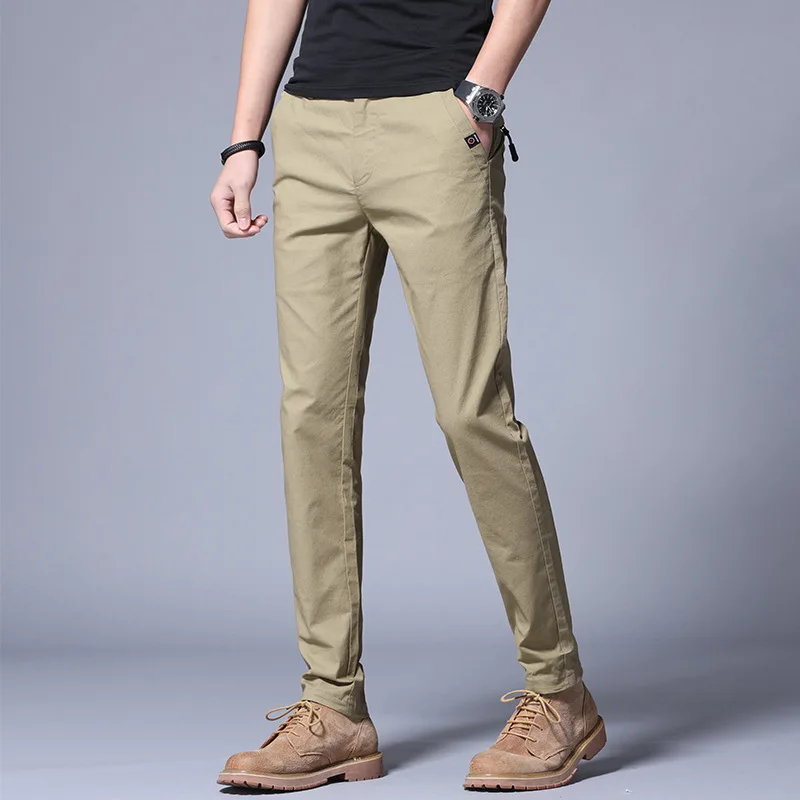 Summer Thin Casual Pants Men Pockets With Zipper Black Slim Fit Skinny Mens Trousers Office men trousers