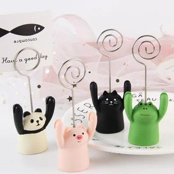 

1 Pcs Cartoon Animal Pig Panda Cat Frog Resin Memo Clips Card Note Holder Photo Paper File Clip Stand Desk Organizer Stationery