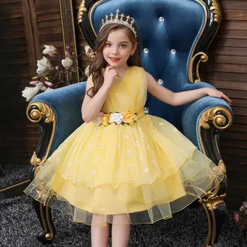 

2020 new sleeveless dresses Girls take part in Prom Dresses Elegant and high-end clothing in summer 3-10 years old Wedding dress
