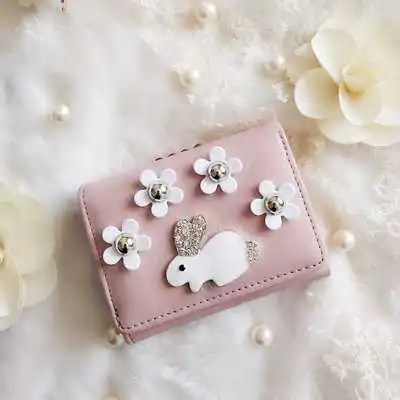 pink rabbit Для женщин сумка-клатч держатель для карт компактный кожаный бумажник животных сумка-кошелек для монет Модные женские деньги сумки подарок на день рождения - Цвет: pink rabbit