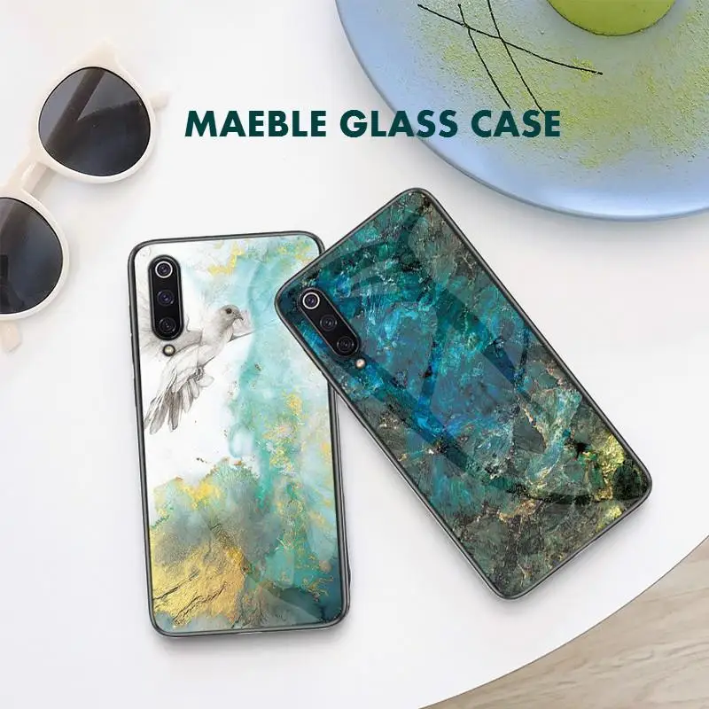 Мраморный чехол из закаленного стекла для Xiaomi mi 9 SE mi 8 Lite A1 A2 Max3 mi x3 6X Red mi K20 Note 7 5 6 Pro 7A 6A 5 Plus PC Funda Cover