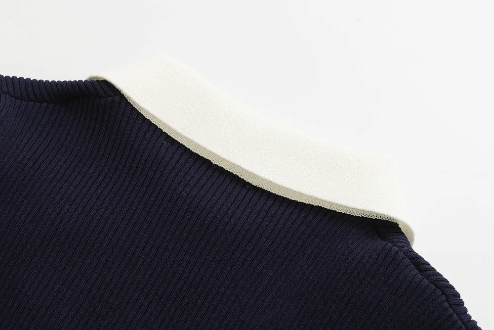 Autumn New Simple Polo Shirt Short Sleeve Shirt Women with Slim Elastic Knitted Shirts