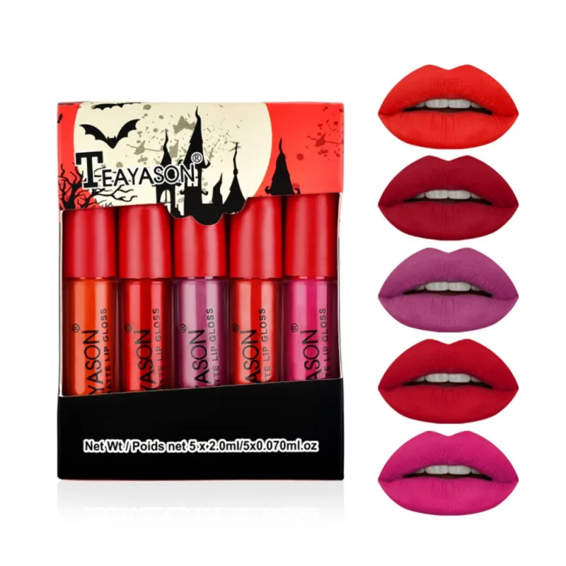 5PCS For Ladies Gifts Waterproof Makeup Products New Arrival Lip Gloss Kit Matte Liquid Lipstick Set - Цвет: C