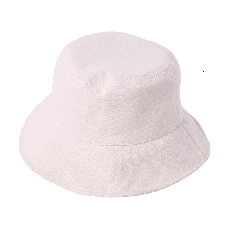 Japanese Literary Flat Eaves Women Bucket Hat Panama Summer Joker Cotton Hat Pure Color Sunshade Basin Cap Hunting Hat Tide