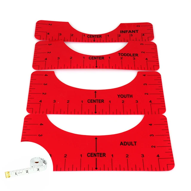 5Pcs/set T Shirt Ruler Guide for Applying and Sublimation Guide Cloth Design T Shirt Measurement Ruler DIY Draft Tools Template 