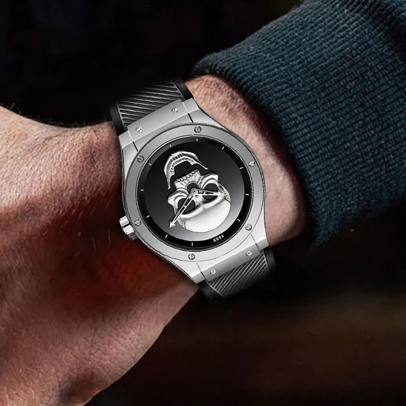 Мужские часы LIGE с 3D черепом, новые модные брендовые Роскошные водонепроницаемые силиконовый мужские часы, кварцевые часы, Креативные мужские часы