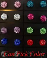 yrt4x 8mm fashion silver plated   Earrings Clay Disco Crystal Ball Stud Earring Mix Colors Rhinestone 1
