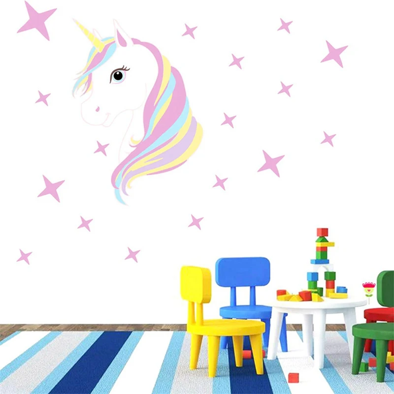

DIYColorful Animals Horse Stars Wall Decals Unicorn Wall Stickers For Kids Room Decoration Poster Wallpaper Home Decor