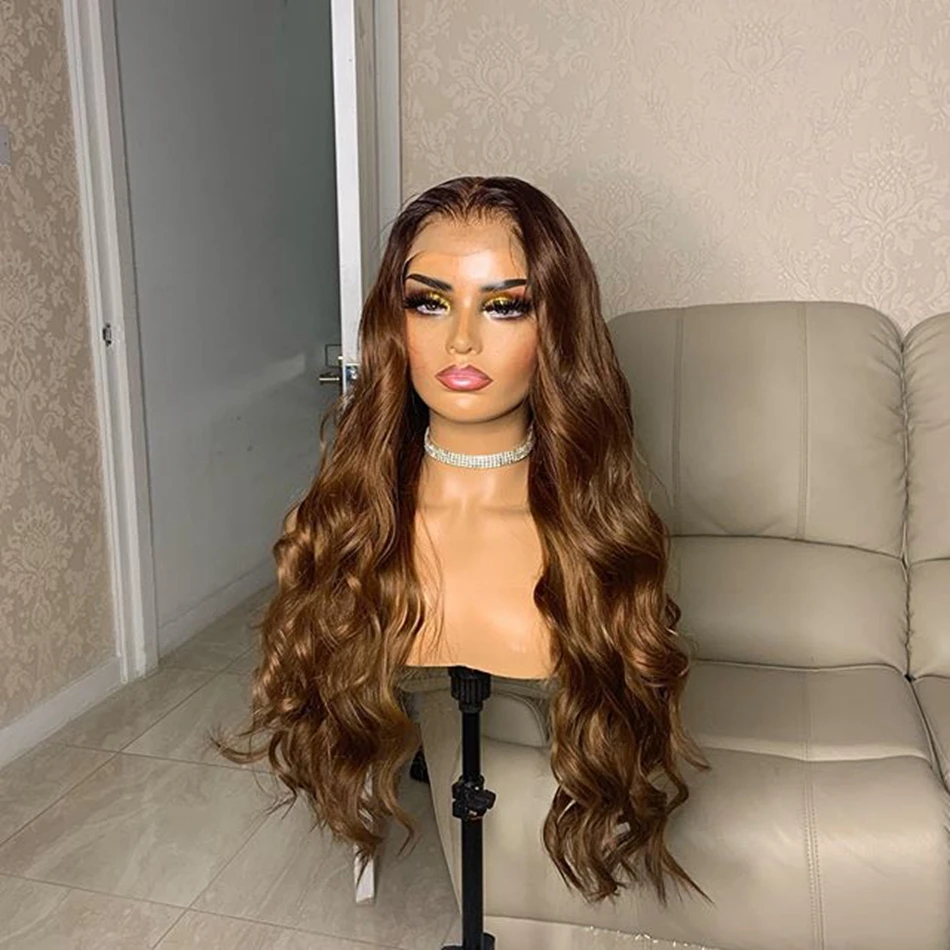 Основные человеческие волосы Remy коричневые и светлые волнистые 13x6 кружевные