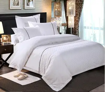 

3pcs 4pcs Dobby Embroidery Hotel Bedding Set Duvet Cover Flat Sheet Pillowcases Without Filler