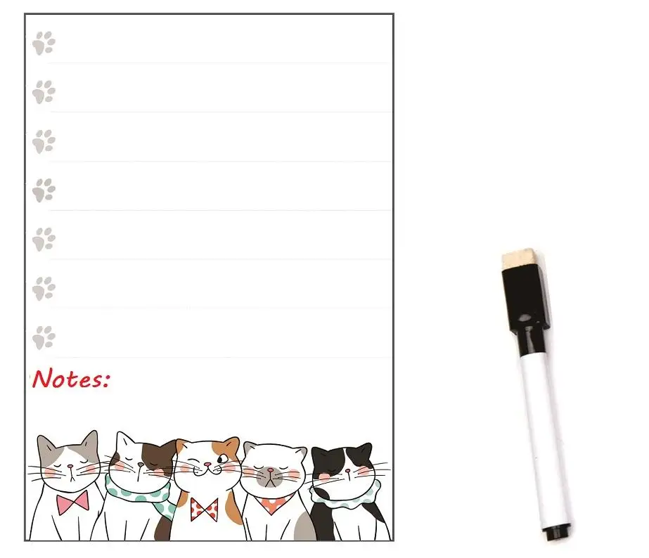 

140mmX200mm Magnetic Whiteboard Fridge Magnets Marker Pen Message Board Week Planner To Do List Smart Note Cartoon Cat Dog Pad