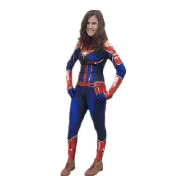 Для взрослых женщин Марвел Капитан косплей костюм для девочек супергерой Marvel Косплей Хэллоуин MS Marvel Carol Danvers комбинезон боди