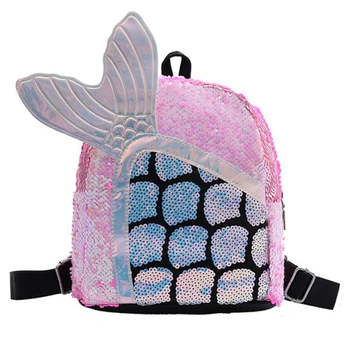 

Girl Sequin Mermaid Backpack Children Large Zipper Knapsack Fish Tail Women Girls Zip Shoulder Schoolbag for School Travel Bag