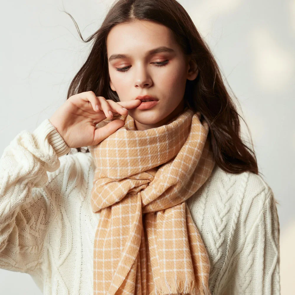 [AETRENDS] Women Scarf Classic Plaid Scarf Warm Wrap Shawl for Fall Winter Scarves K-0021