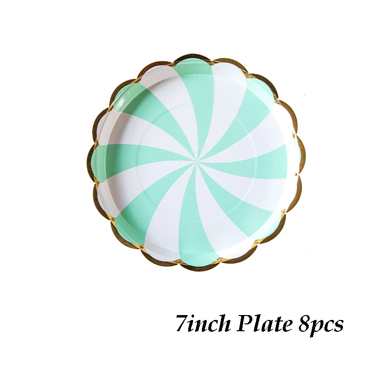 Disposable Cake Plate Rainbow Colorful Food Plate Dessert Plates for Birthday Wedding Party Afternoon Tea Party Decor Supplies - Цвет: 7inch plate 8pcs