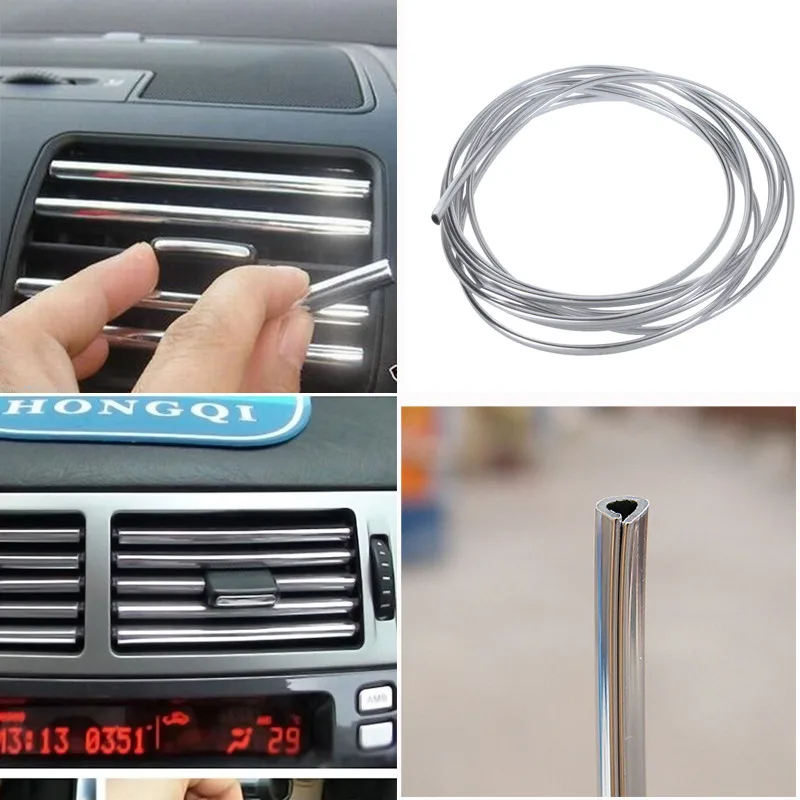 4 м DIY автомобильный Кондиционер Вентиляционный Выход защита Авто литье автомобиля Стайлинг молдинги Серебряная декоративная линия внутренняя внешняя полоса