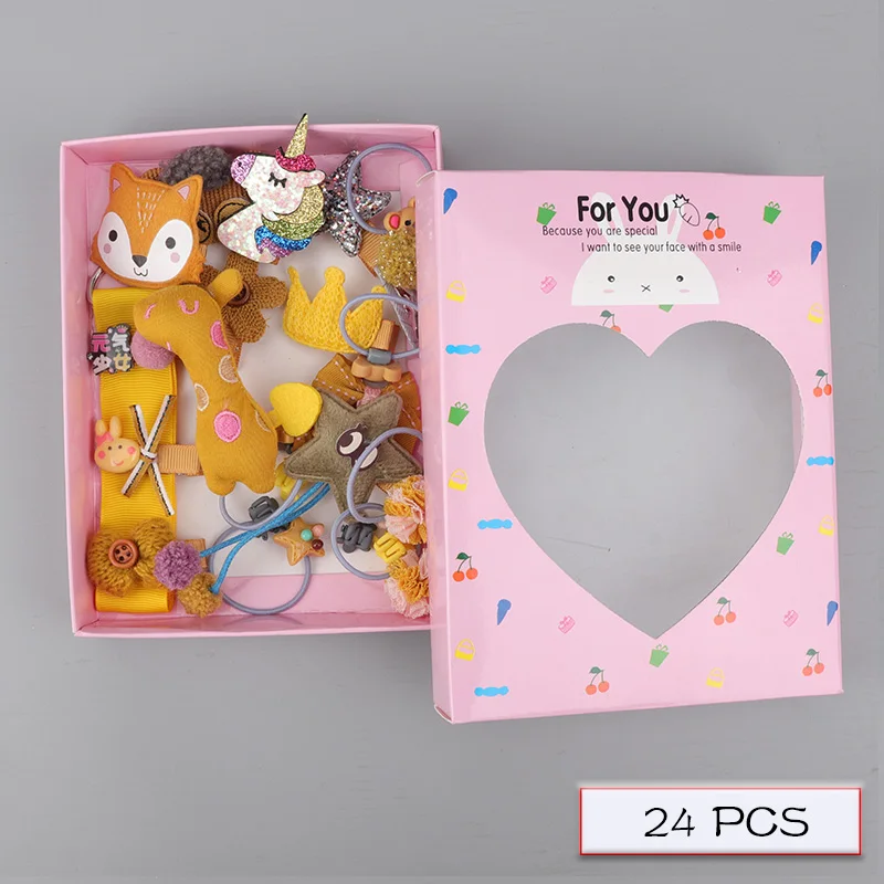 H063-03-B 10/18/24 предмет; нижнее белье из хлопка для детей; резинка для волос, комплект для девочек, модная, популярная, Женские аксессуары для волос комплект резинкой в виде цветом и животных из мультфильмов, повязка на голову в подарок - Цвет: H063-03-B